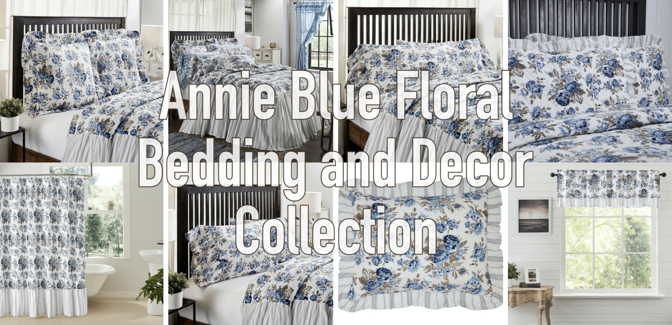 Annie Blue Floral Bedding and Decor Collection
