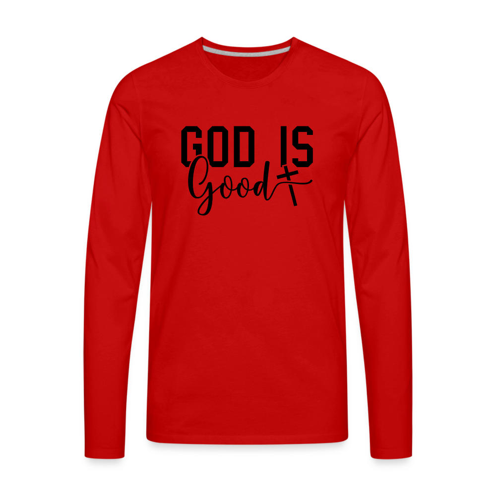 God is Good Men's Premium Long Sleeve T-Shirt - red