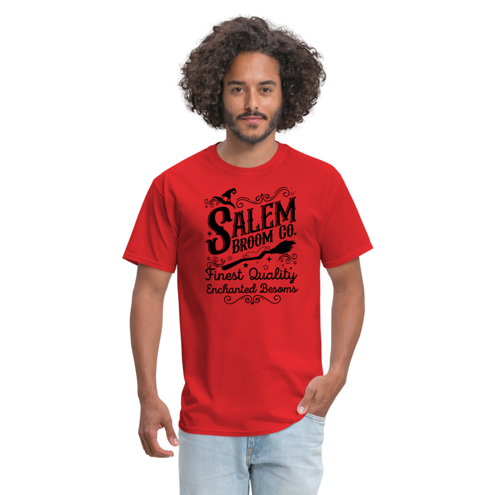 Salem Broom Co Finest Quality Enchanted Besoms T-Shirt (Halloween) - red