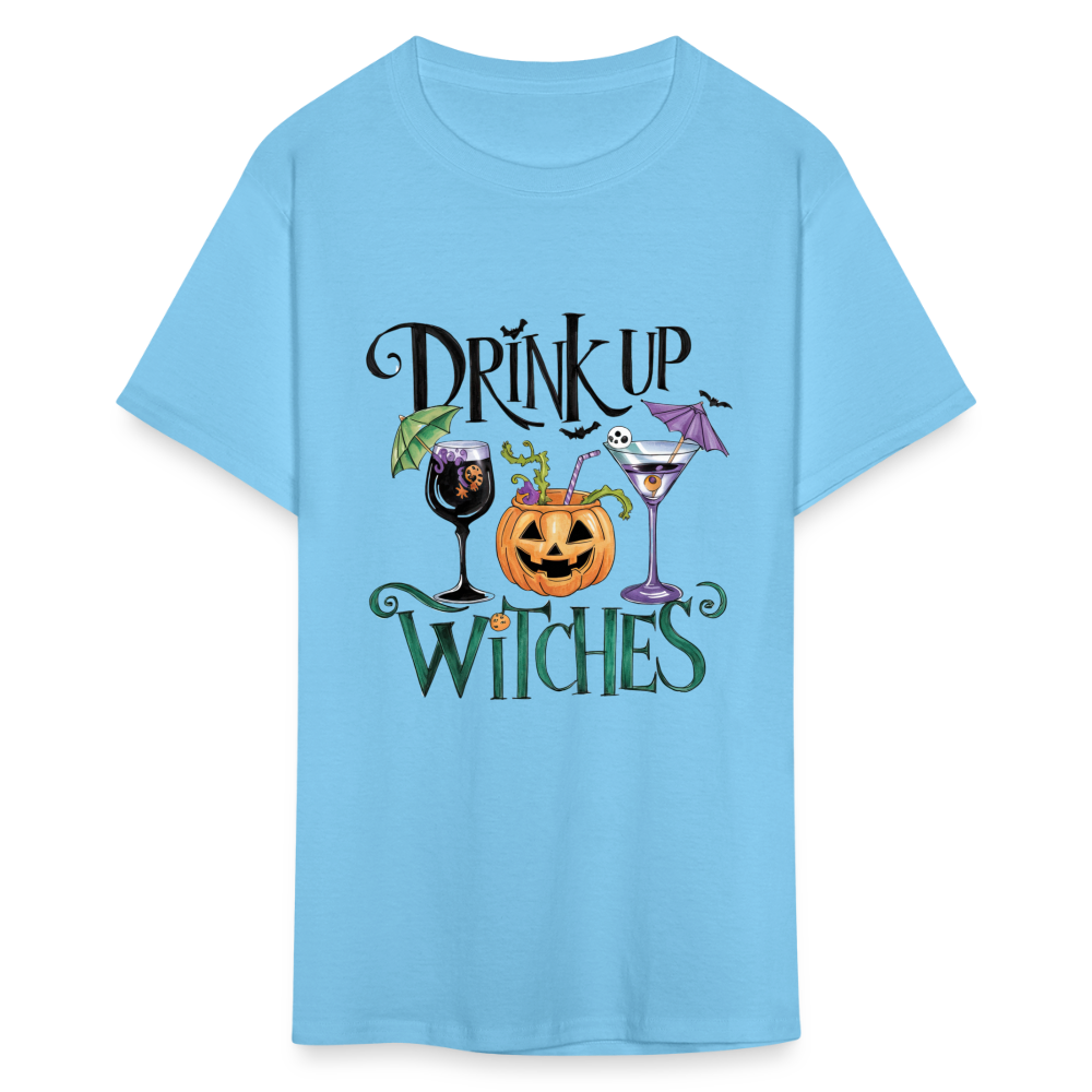 Drink Up Witches T-Shirt (Halloween Witch) - aquatic blue