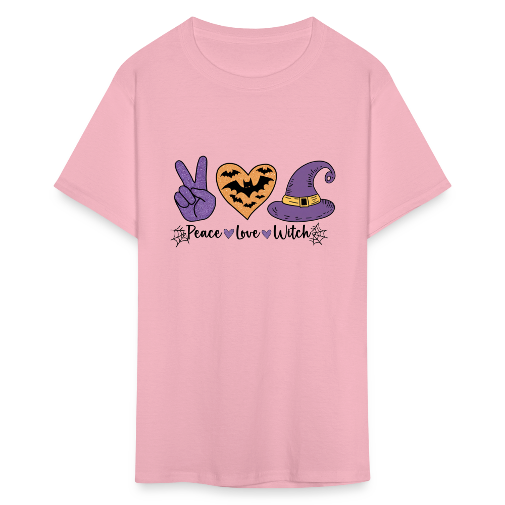 Peace Love Witch T-Shirt (Halloween Witch) - pink