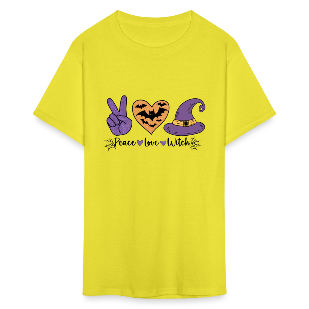 Peace Love Witch T-Shirt (Halloween Witch) - yellow