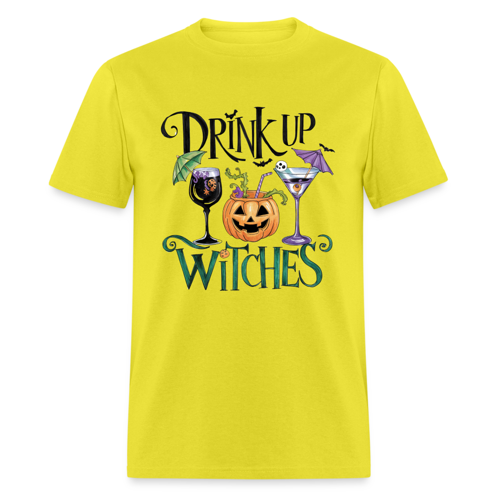 Drink Up Witches T-Shirt (Halloween Witch) - yellow