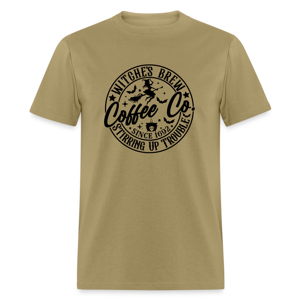 Witches Brew Coffee Co, Stirring Up Trouble Since 1692 T-Shirt - khaki