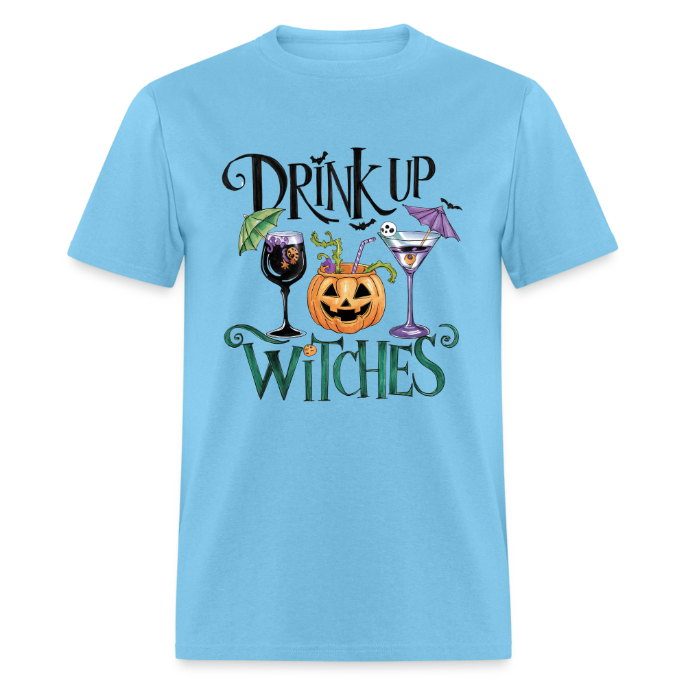 Drink Up Witches T-Shirt (Halloween Witch) - aquatic blue