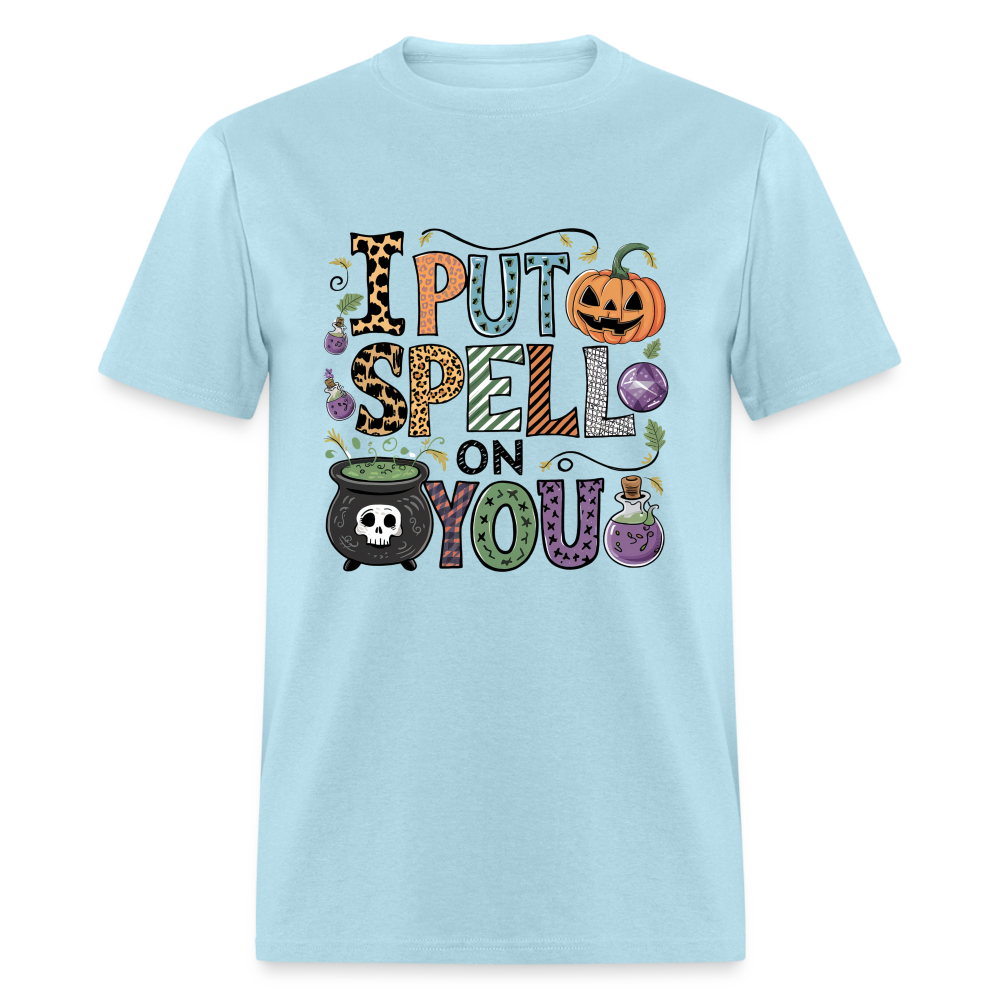 I Put Spell On You T-Shirt (Halloween Witch) - powder blue