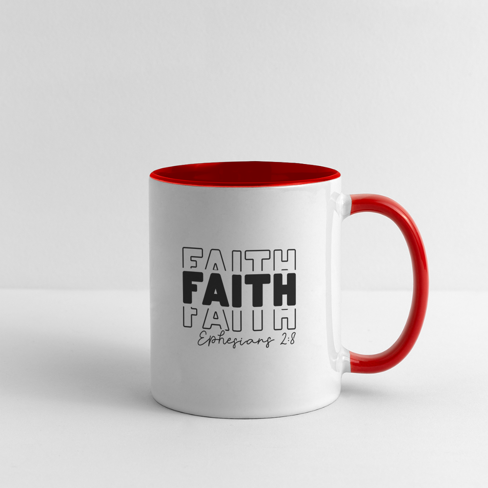 Faith Ephesians 2:8 Coffee Mug - white/red