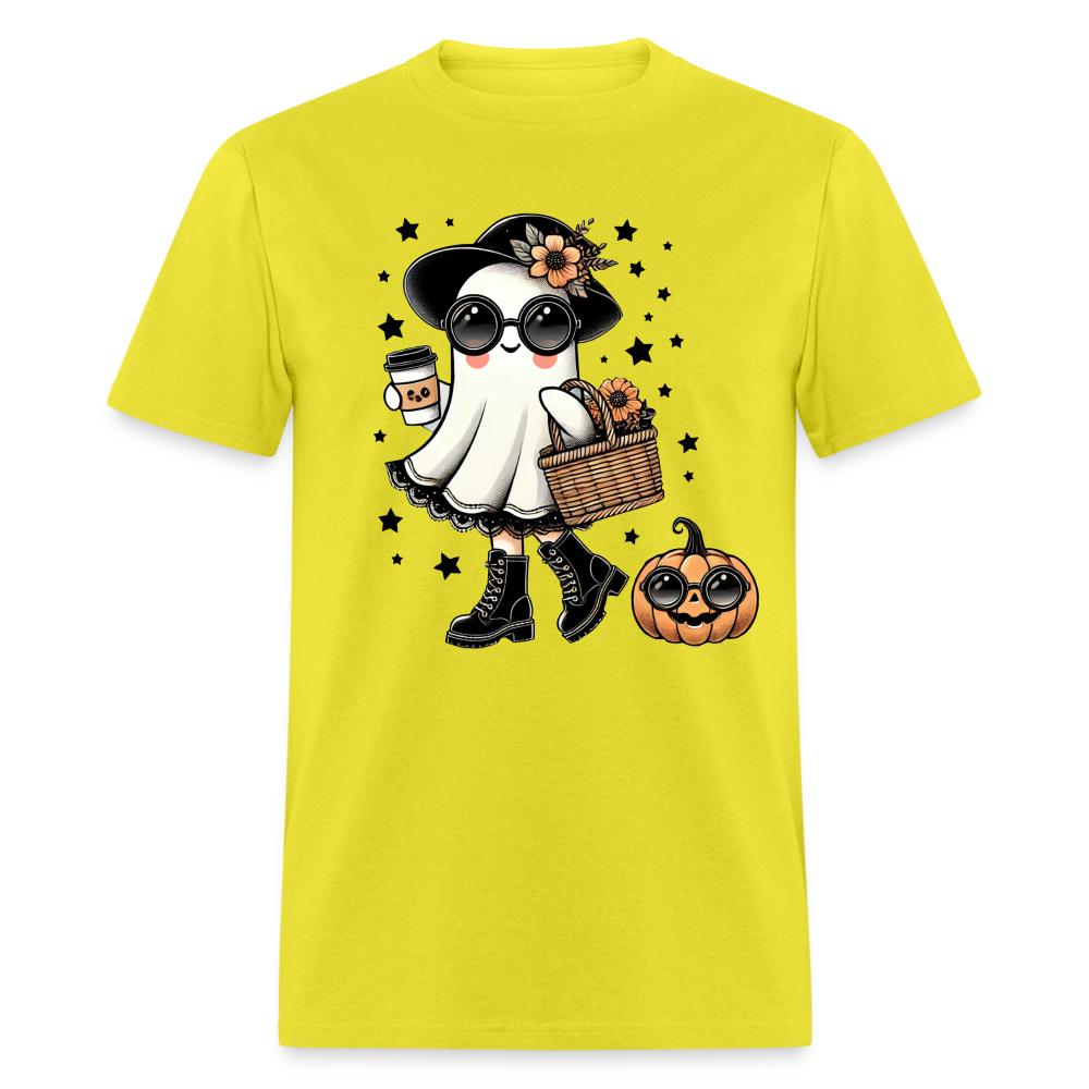 Too Cute Halloween and Autumn Mom Ghost T-Shirt - yellow