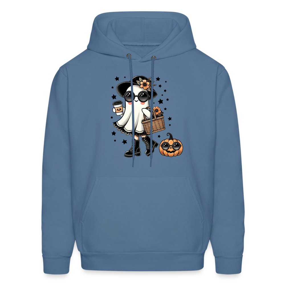 Too Cute Halloween and Autumn Mom Ghost Hoodie - denim blue