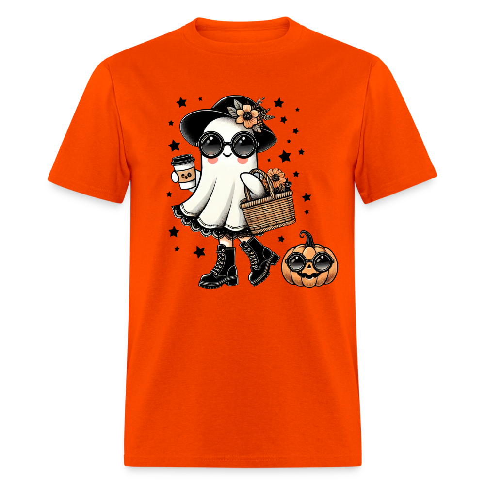 Too Cute Halloween and Autumn Mom Ghost T-Shirt - orange