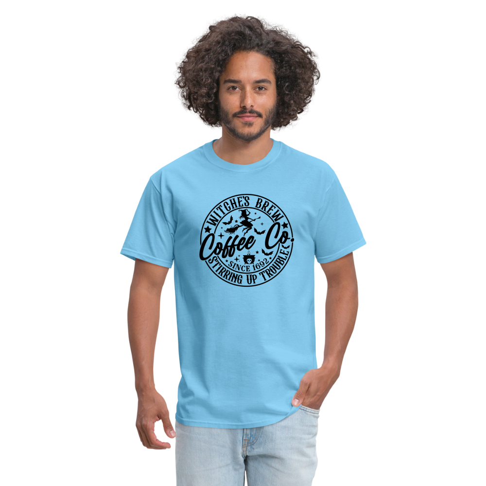 Witches Brew Coffee Co, Stirring Up Trouble Since 1692 T-Shirt - aquatic blue