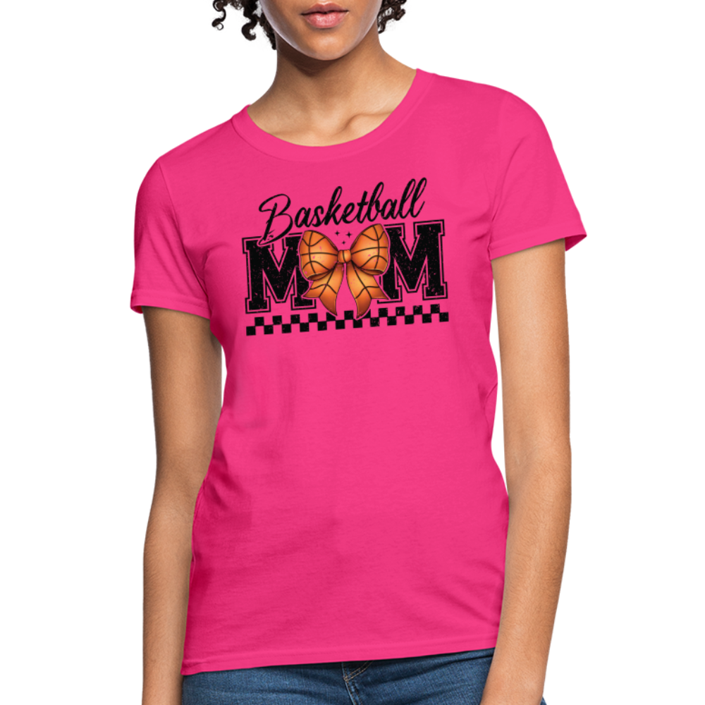 Basketball Mom Premium Women's Contoured T-Shirt - fuchsia