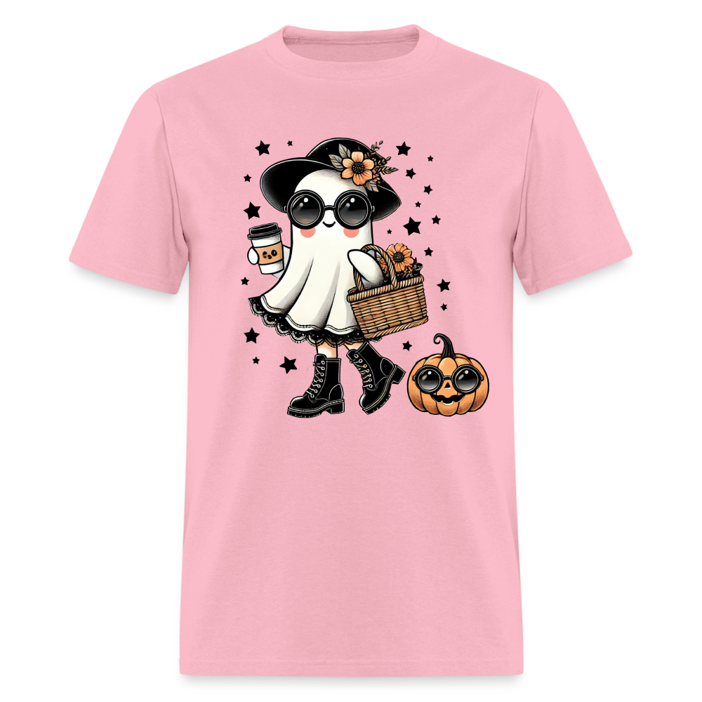 Too Cute Halloween and Autumn Mom Ghost T-Shirt - pink