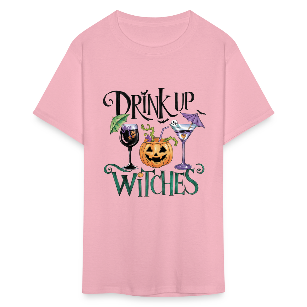 Drink Up Witches T-Shirt (Halloween Witch) - pink