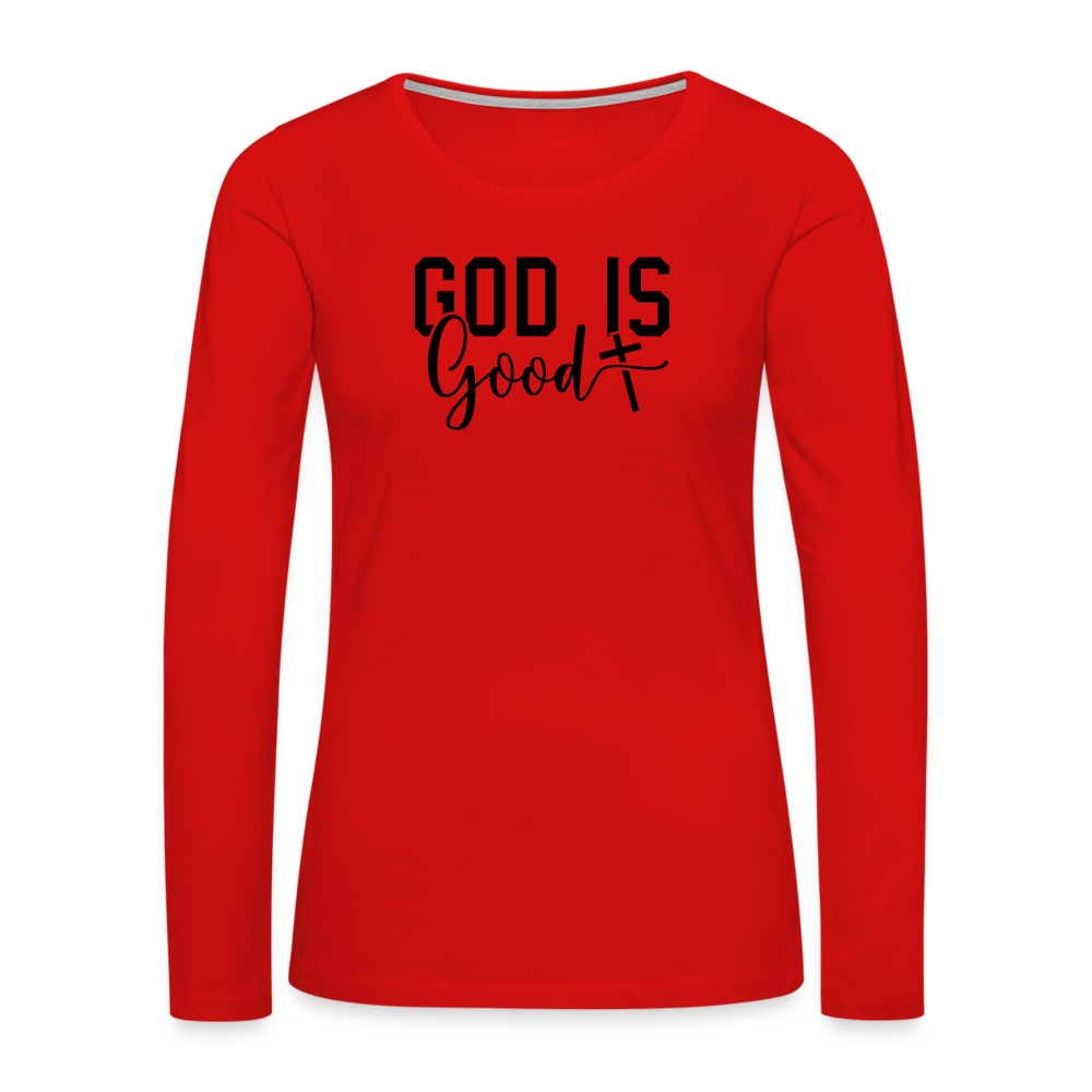 God is Good Women's Premium Long Sleeve T-Shirt - red