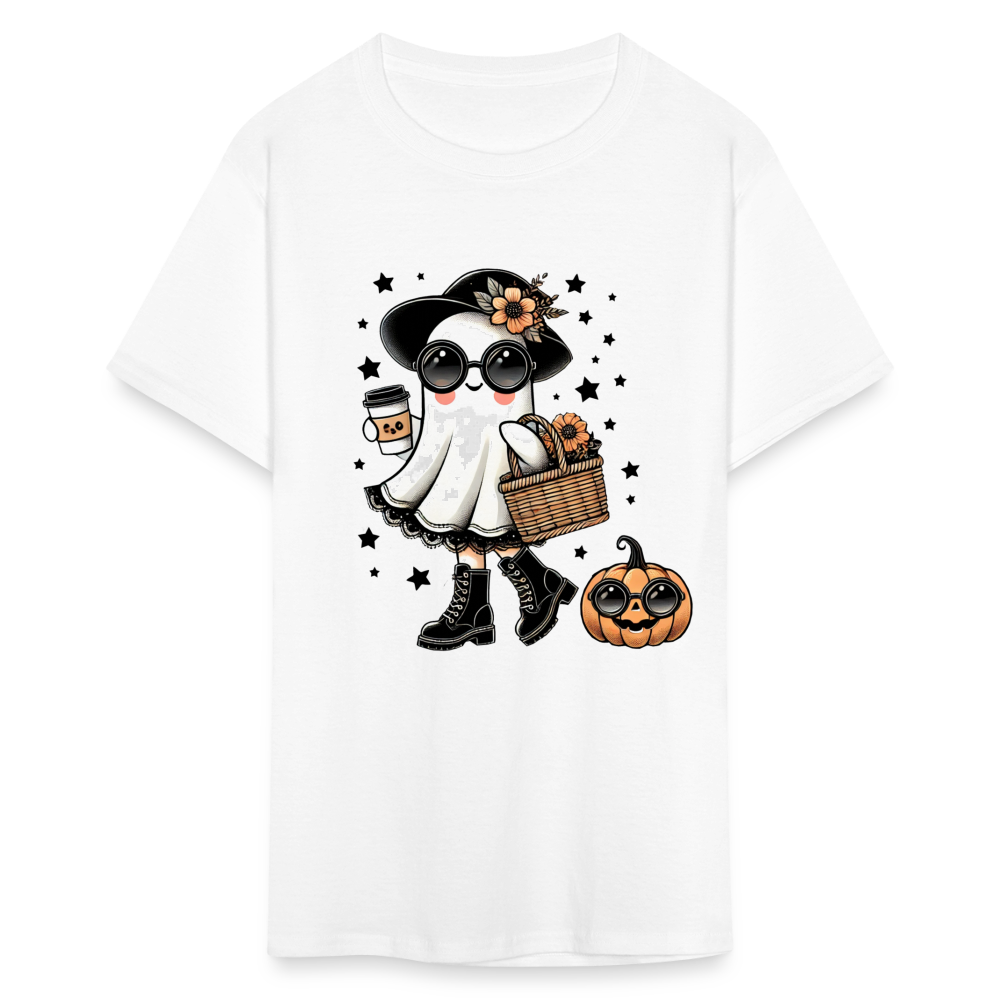 Too Cute Halloween and Autumn Mom Ghost T-Shirt - white