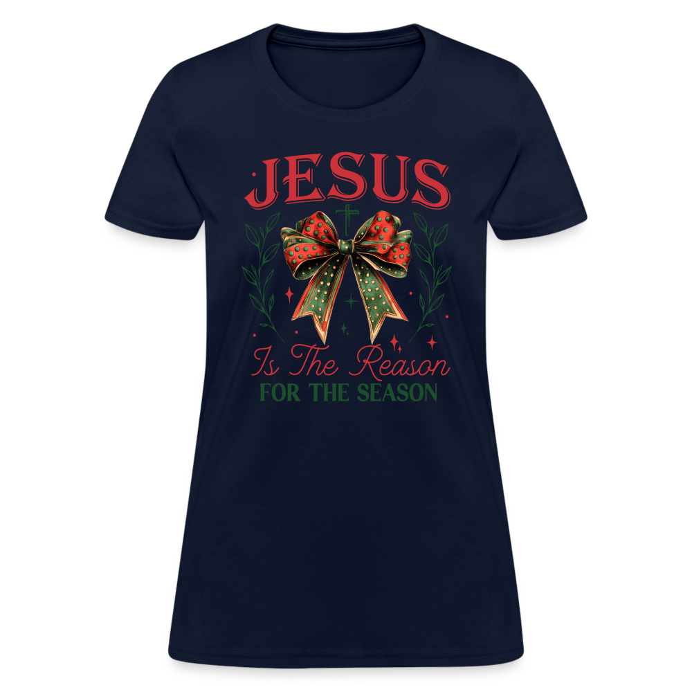 Jesus Is The Reason For The Season Women's Contoured T-Shirt - navy