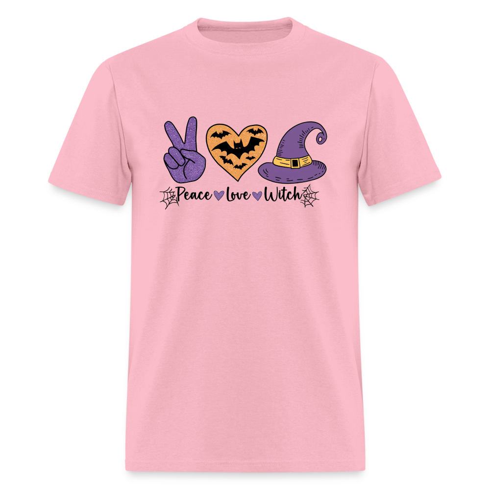 Peace Love Witch T-Shirt (Halloween Witch) - pink