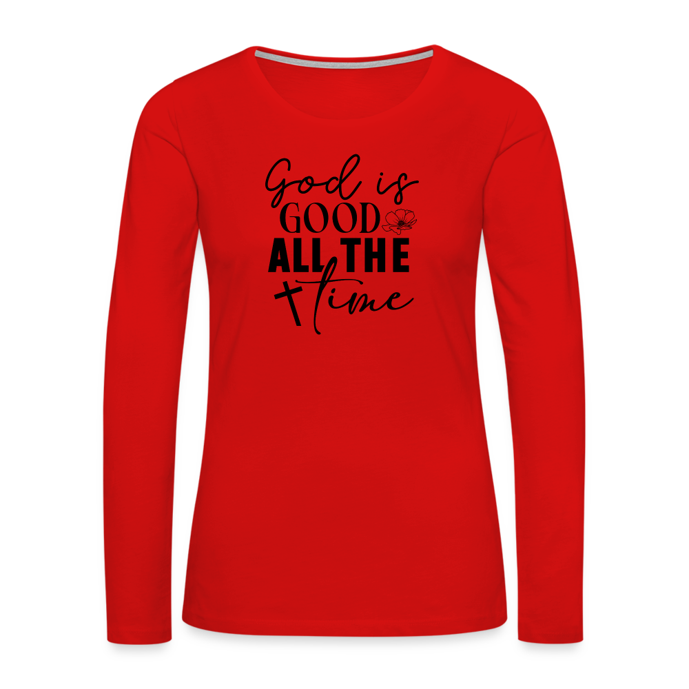 God is Good All The Time Women's Premium Long Sleeve T-Shirt - red