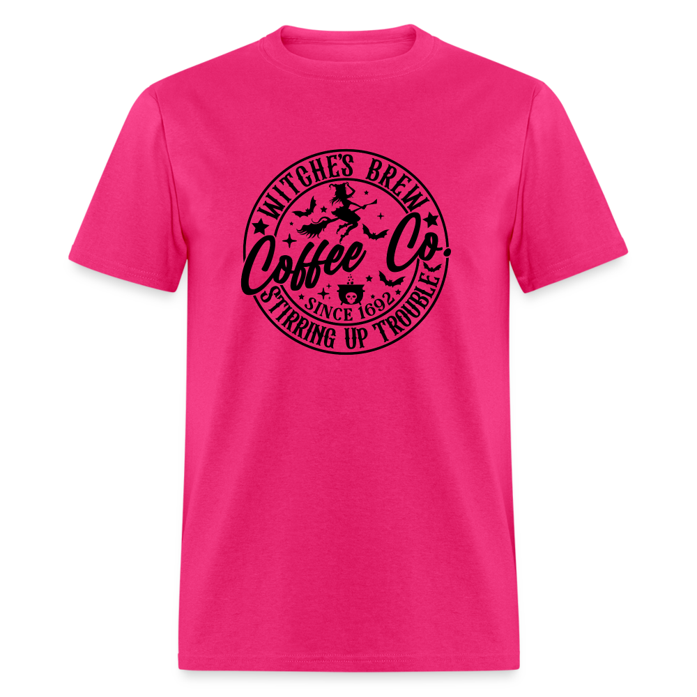 Witches Brew Coffee Co, Stirring Up Trouble Since 1692 T-Shirt - fuchsia