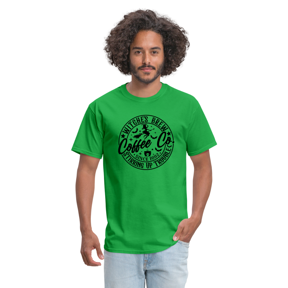 Witches Brew Coffee Co, Stirring Up Trouble Since 1692 T-Shirt - bright green