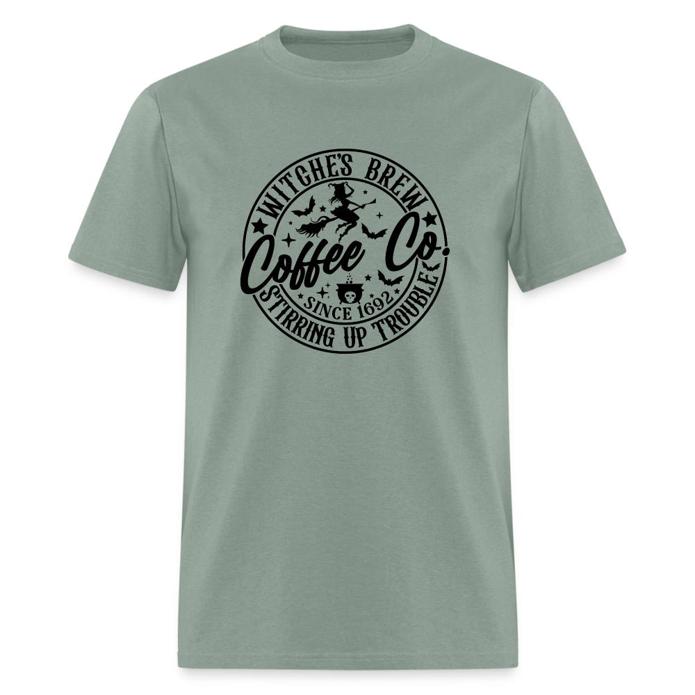 Witches Brew Coffee Co, Stirring Up Trouble Since 1692 T-Shirt - sage