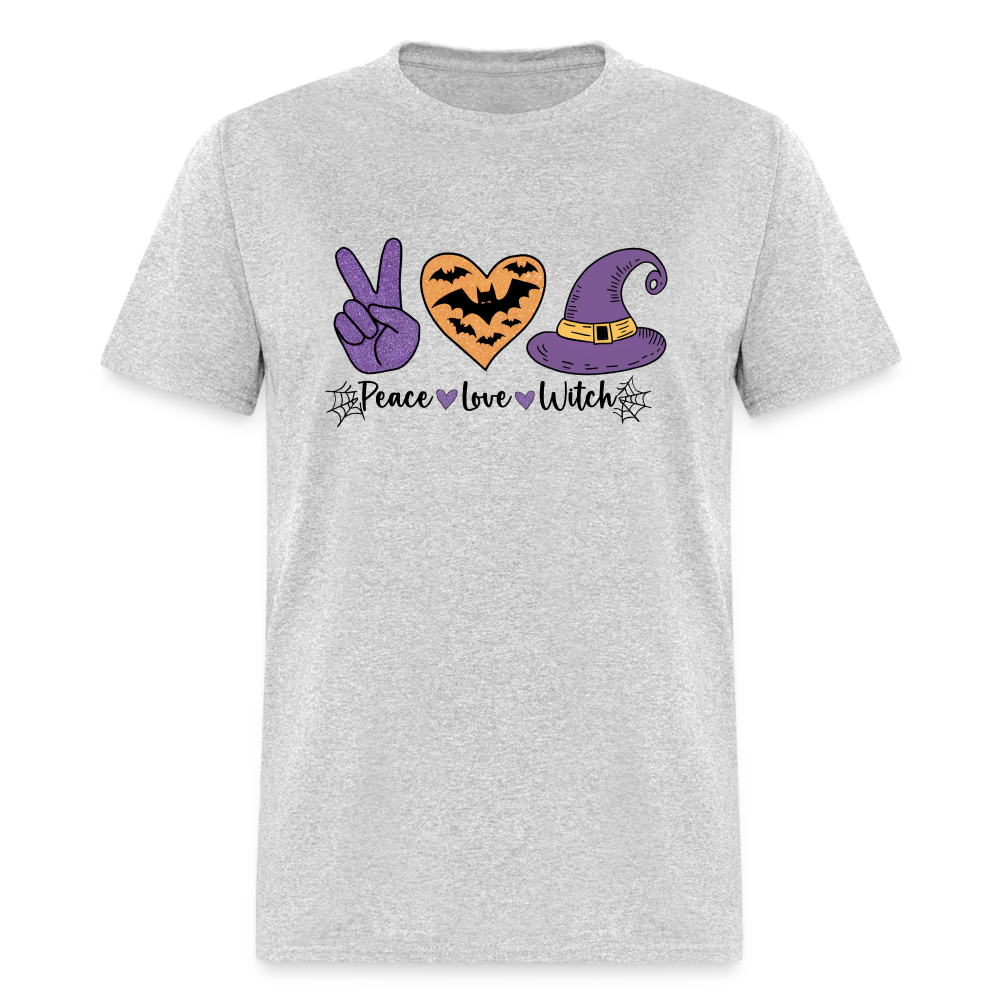 Peace Love Witch T-Shirt (Halloween Witch) - heather gray