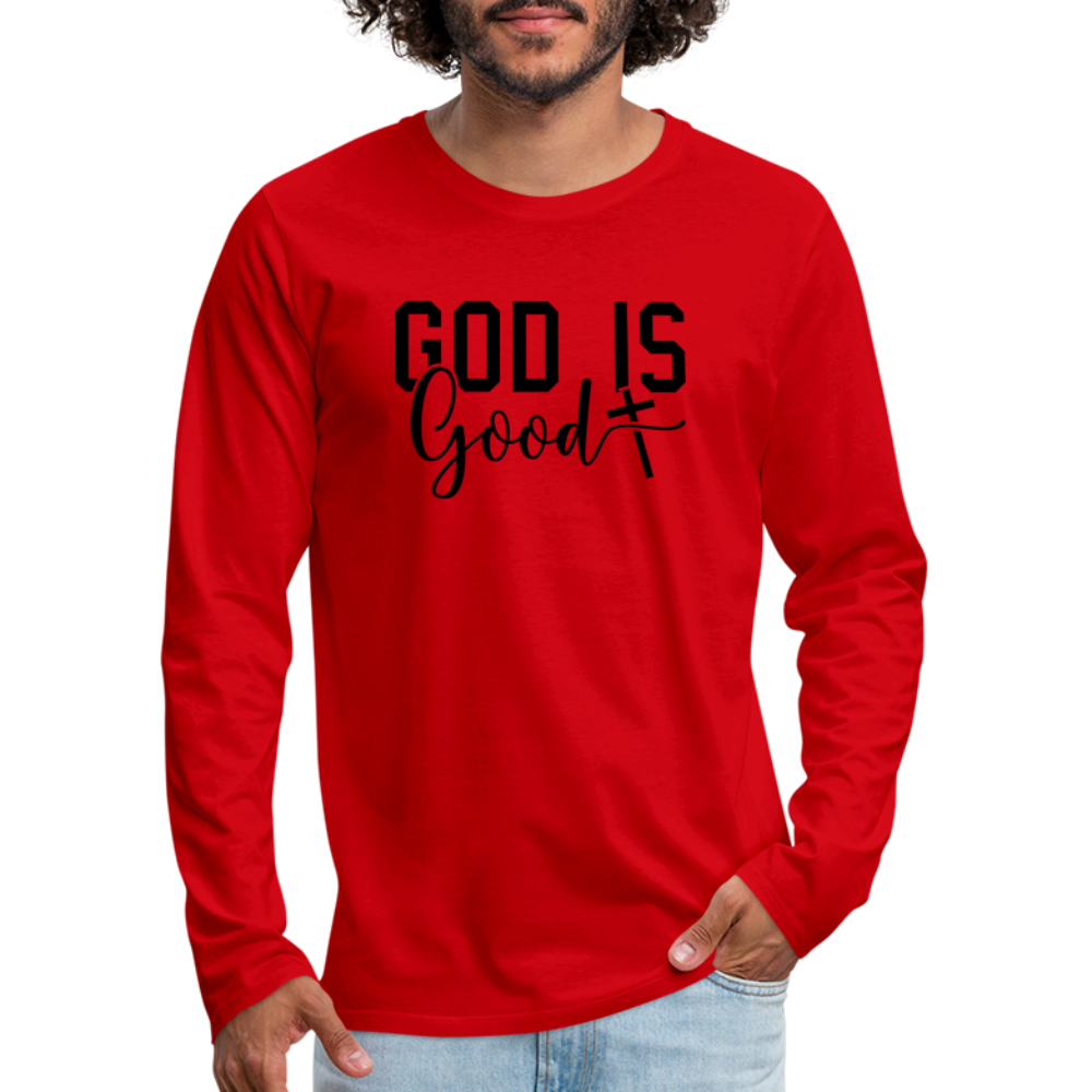 God is Good Men's Premium Long Sleeve T-Shirt - red