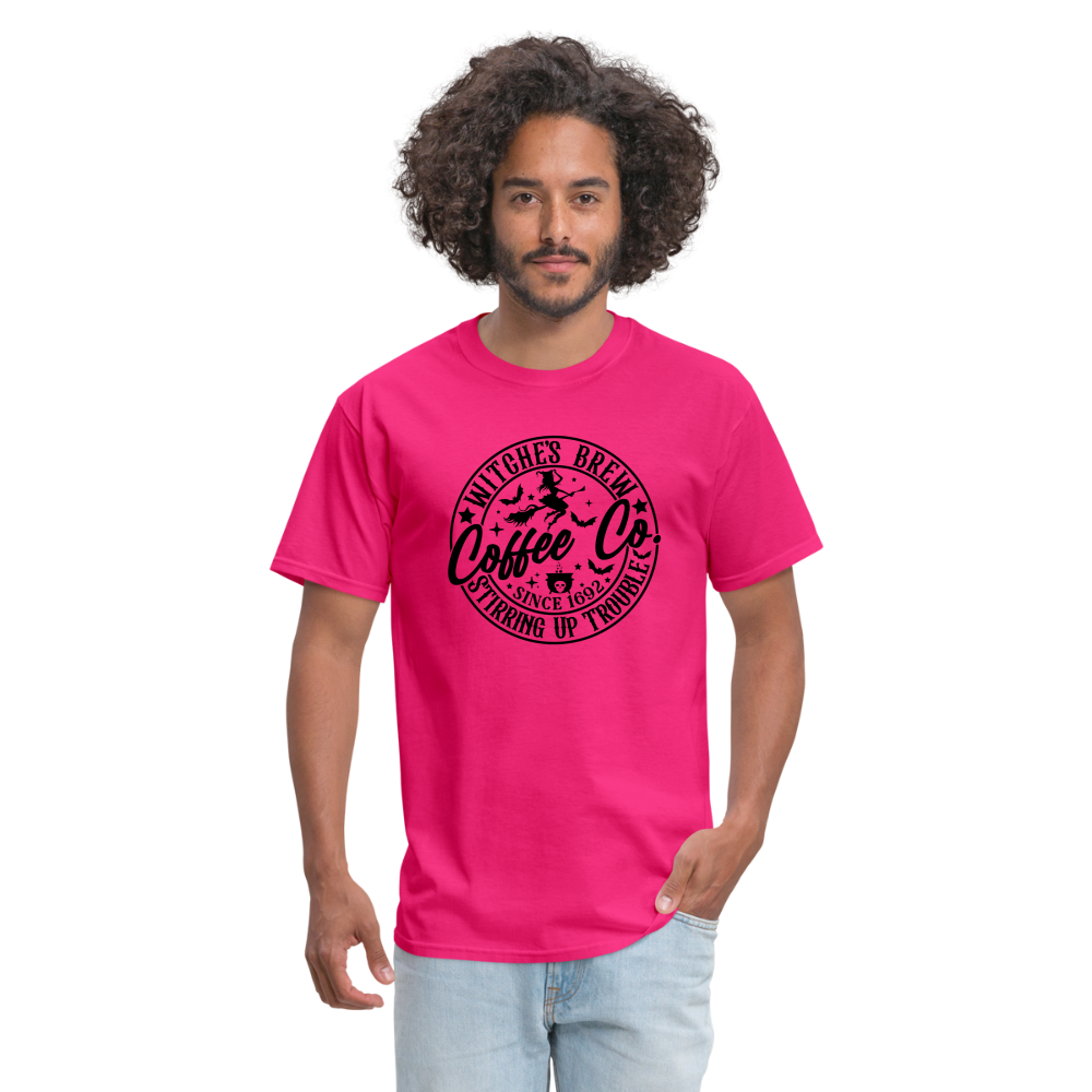 Witches Brew Coffee Co, Stirring Up Trouble Since 1692 T-Shirt - fuchsia