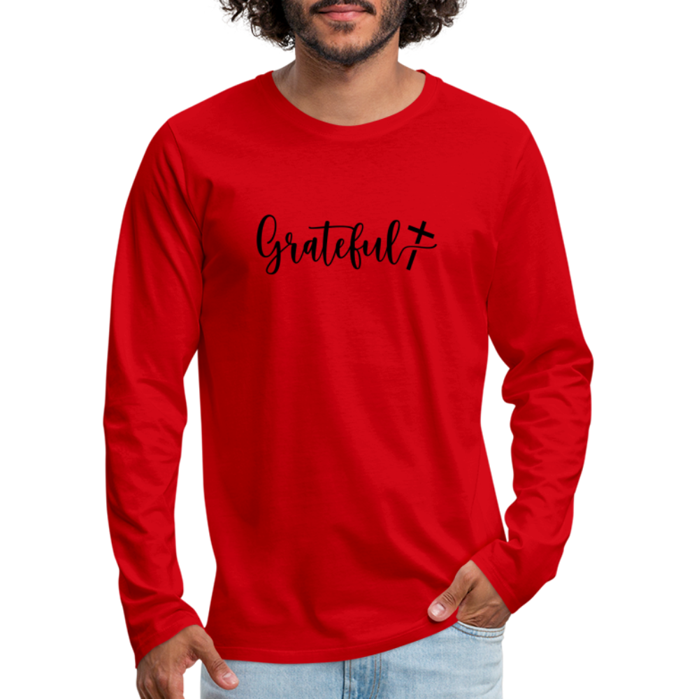 Grateful Men's Premium Long Sleeve T-Shirt - red