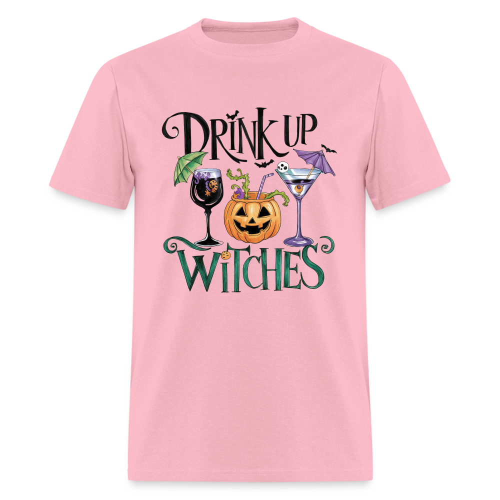 Drink Up Witches T-Shirt (Halloween Witch) - pink