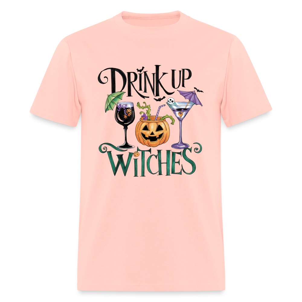 Drink Up Witches T-Shirt (Halloween Witch) - blush pink 