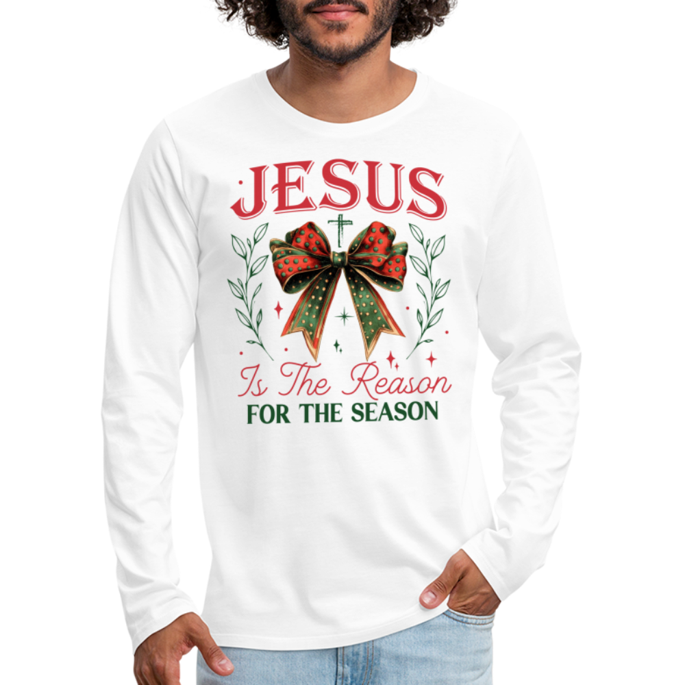 Jesus Is The Reason For The Season Men's Premium Long Sleeve T-Shirt - white