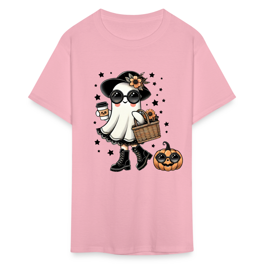 Too Cute Halloween and Autumn Mom Ghost T-Shirt - pink