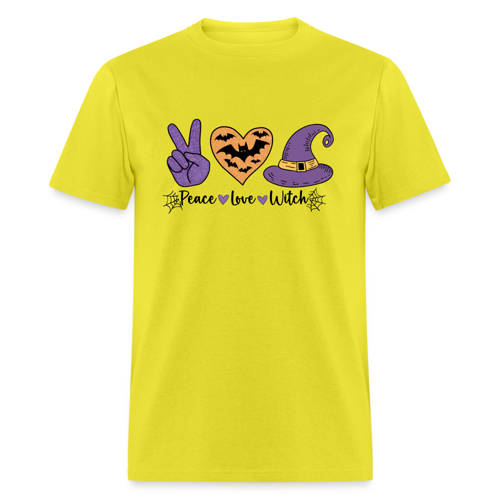 Peace Love Witch T-Shirt (Halloween Witch) - yellow