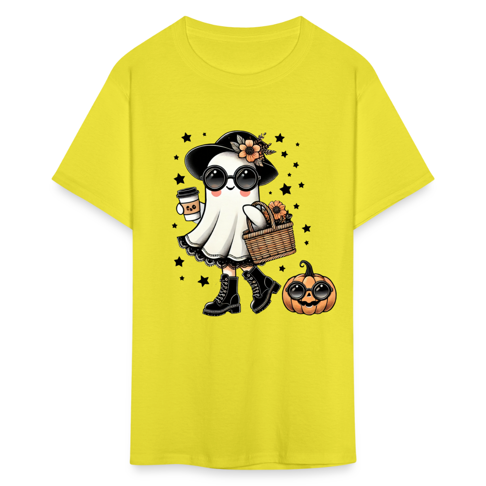 Too Cute Halloween and Autumn Mom Ghost T-Shirt - yellow