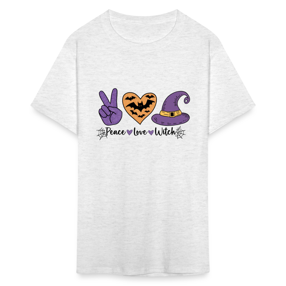 Peace Love Witch T-Shirt (Halloween Witch) - light heather gray