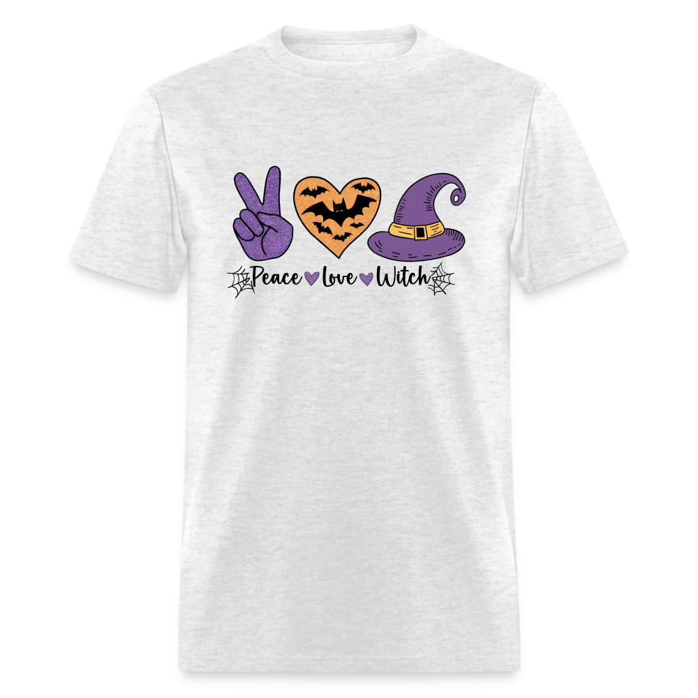 Peace Love Witch T-Shirt (Halloween Witch) - light heather gray