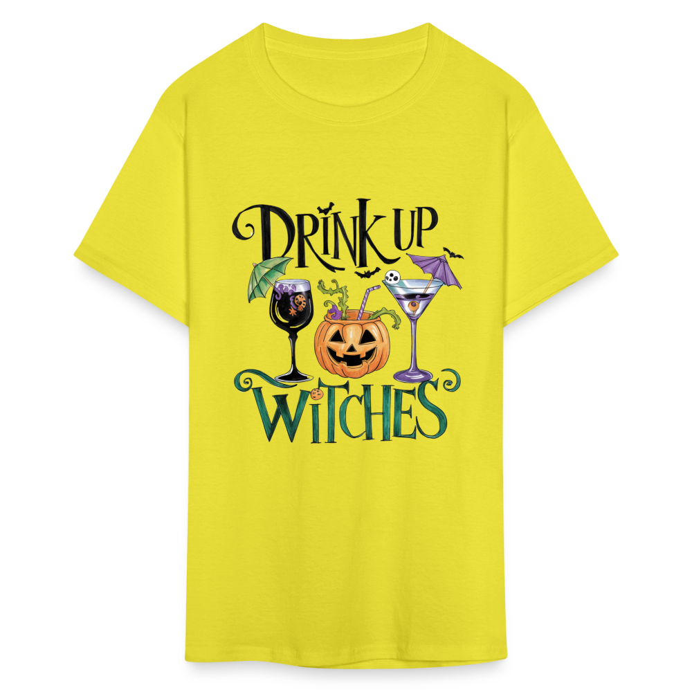 Drink Up Witches T-Shirt (Halloween Witch) - yellow