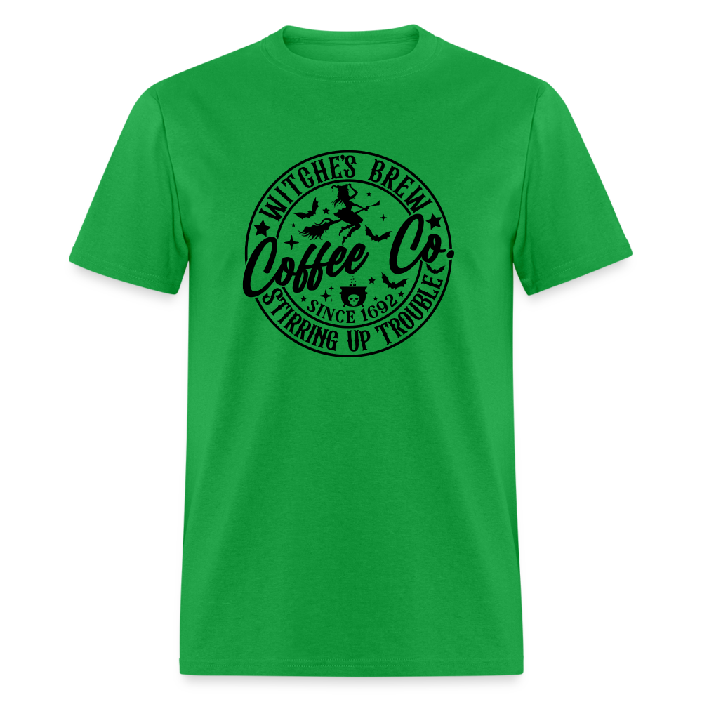 Witches Brew Coffee Co, Stirring Up Trouble Since 1692 T-Shirt - bright green