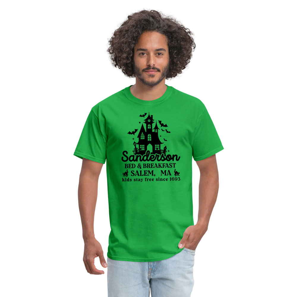 Sanderson Bed & Breakfast Salem MA T-Shirt (Halloween) - bright green