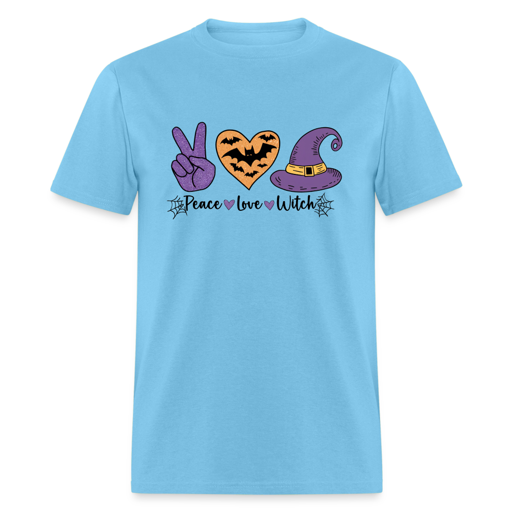 Peace Love Witch T-Shirt (Halloween Witch) - aquatic blue