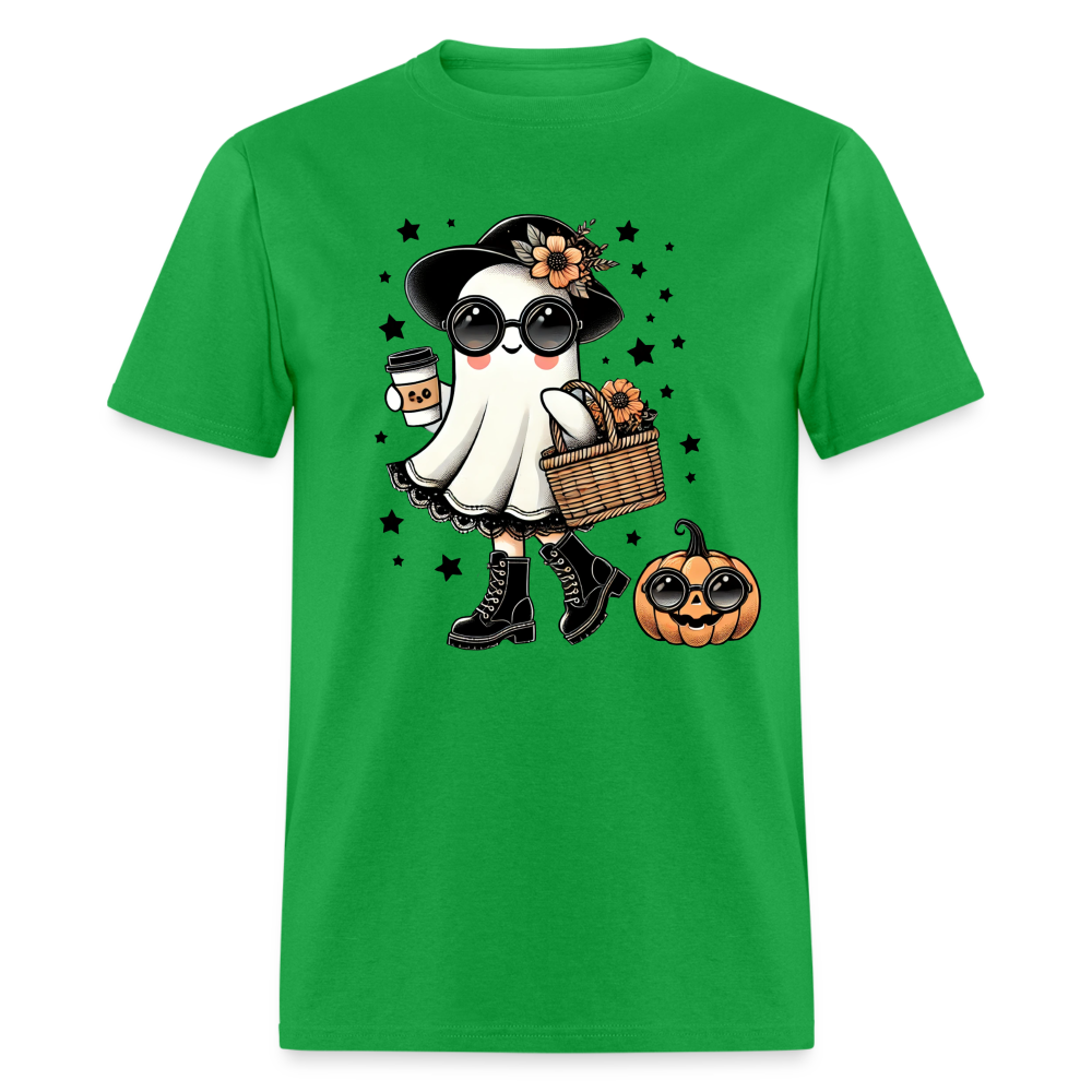 Too Cute Halloween and Autumn Mom Ghost T-Shirt - bright green