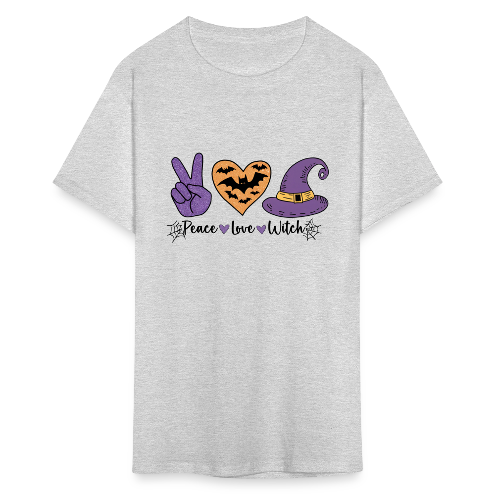 Peace Love Witch T-Shirt (Halloween Witch) - heather gray