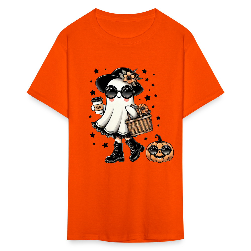 Too Cute Halloween and Autumn Mom Ghost T-Shirt - orange