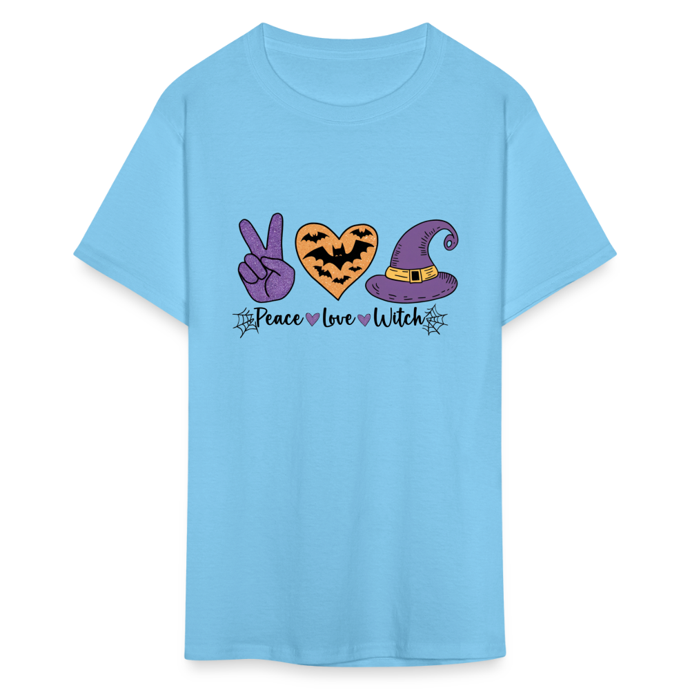 Peace Love Witch T-Shirt (Halloween Witch) - aquatic blue