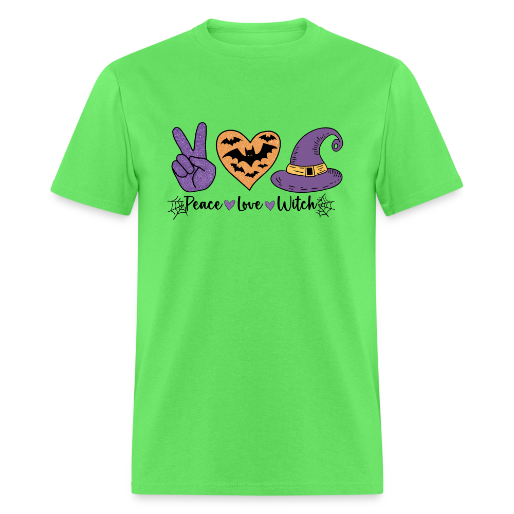 Peace Love Witch T-Shirt (Halloween Witch) - kiwi