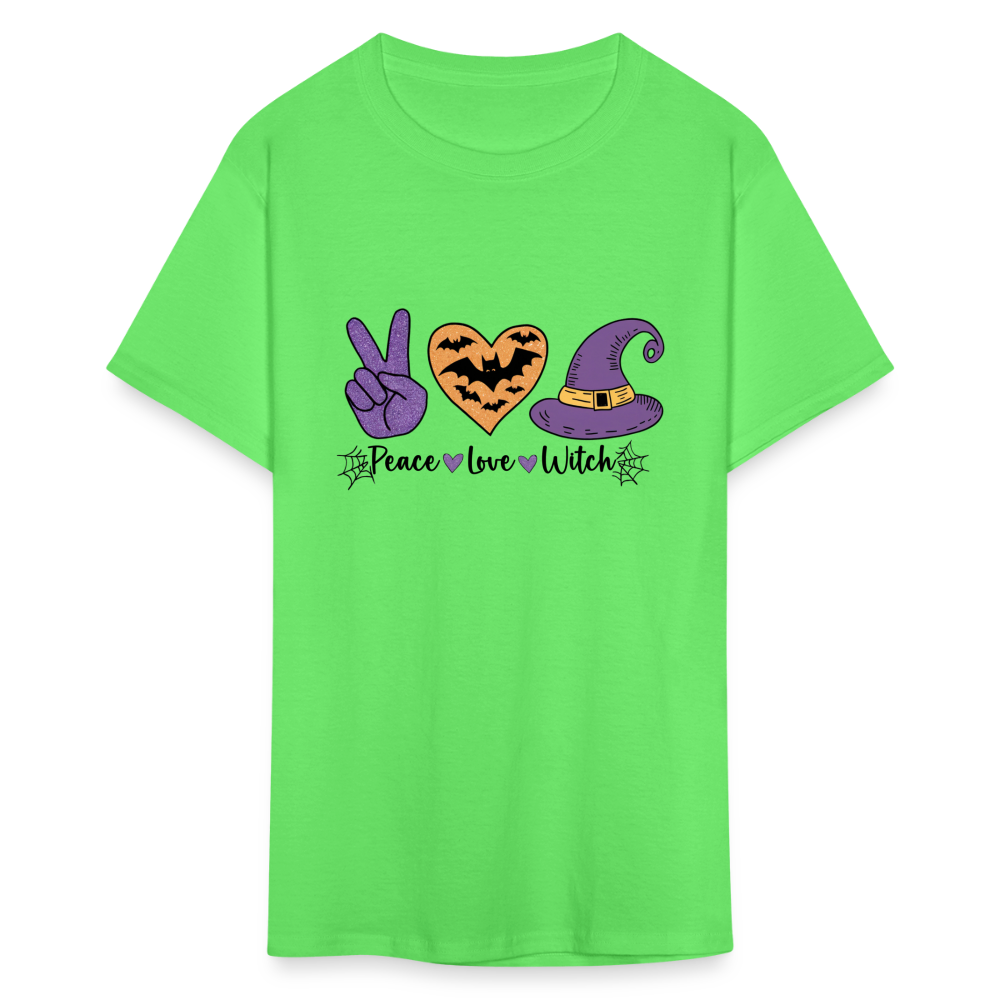 Peace Love Witch T-Shirt (Halloween Witch) - kiwi