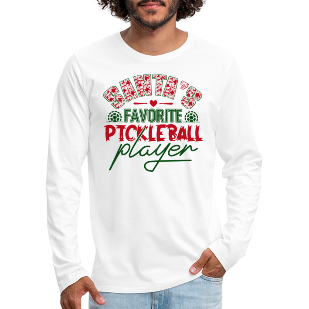 Santa's Favorite Pickleball Player Men's Premium Long Sleeve T-Shirt - white