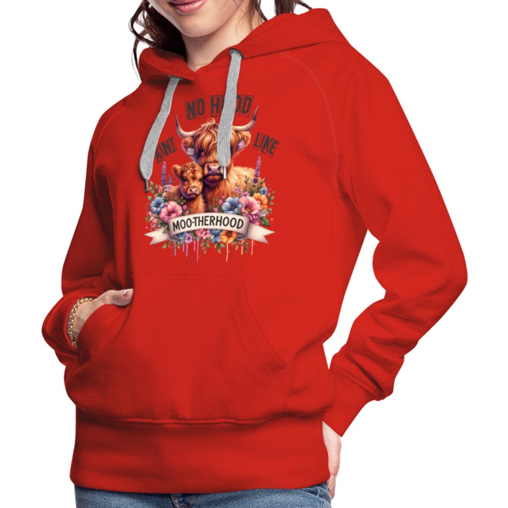 Aint No Hood Like Moo - Therhood Women’s Premium Hoodie (Highland Cow) - mauve